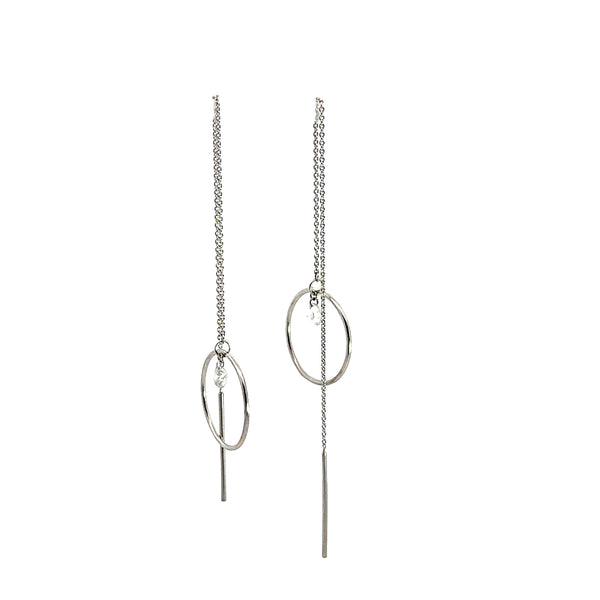 Michael Werdiger Diamond Dangle Circle Threader Earrings