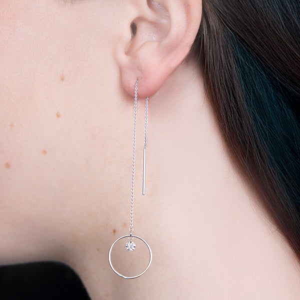 Michael Werdiger Diamond Dangle Circle Threader Earrings