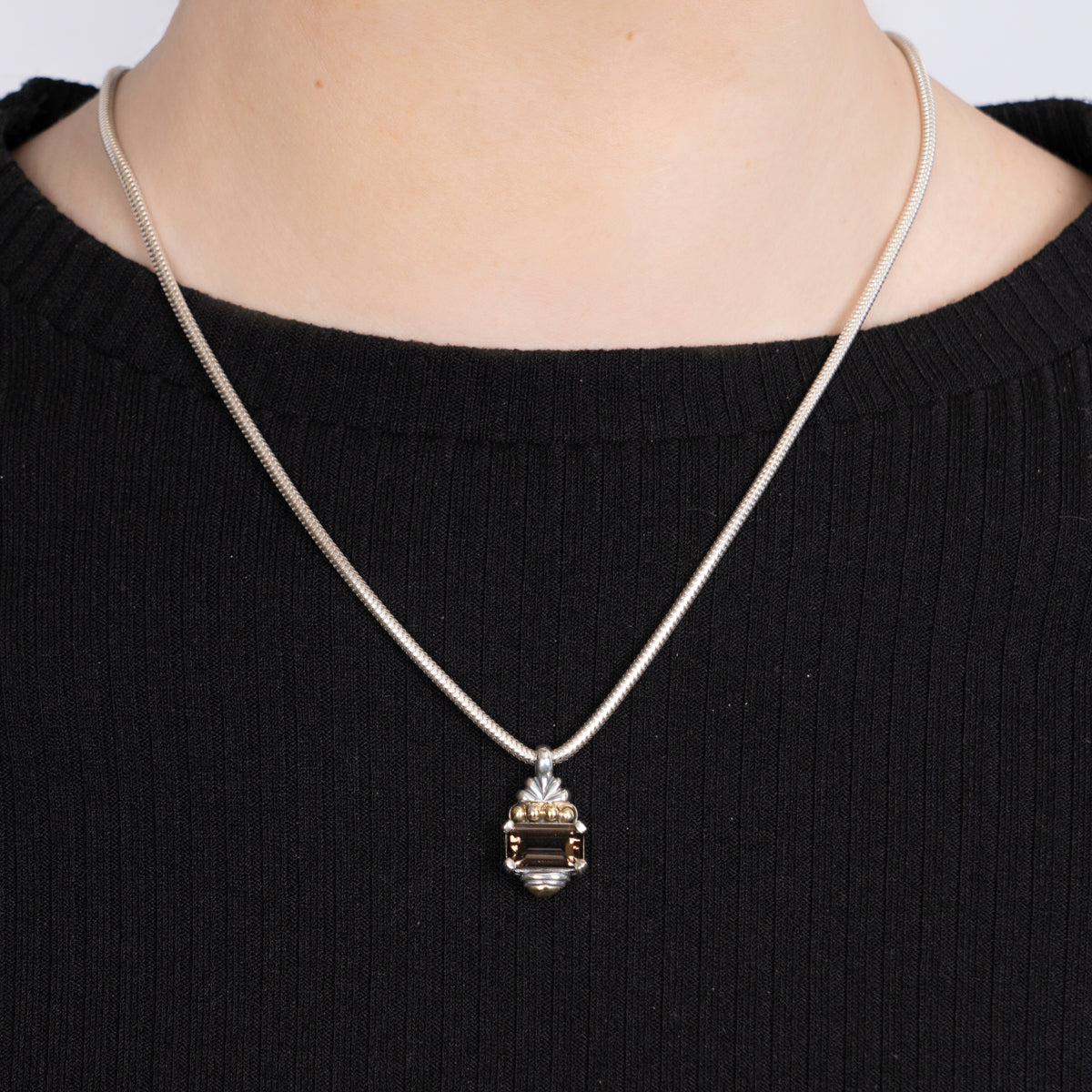 Pre-Owned Lagos Two Tone Smoky Topaz Pendant