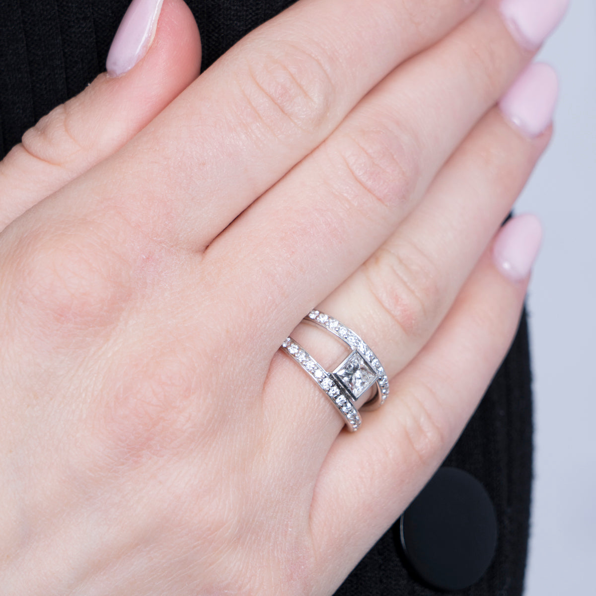 Pre-Owned Diamond Two-Row Ring