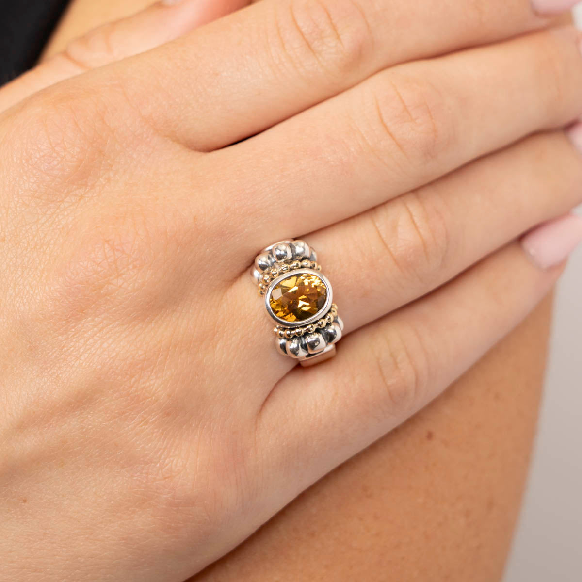 Pre-Owned Lagos Two-Tone Citrine Ring