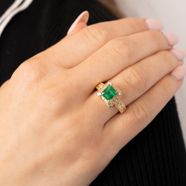 Pre-Owned Emerald and Diamond Ring
