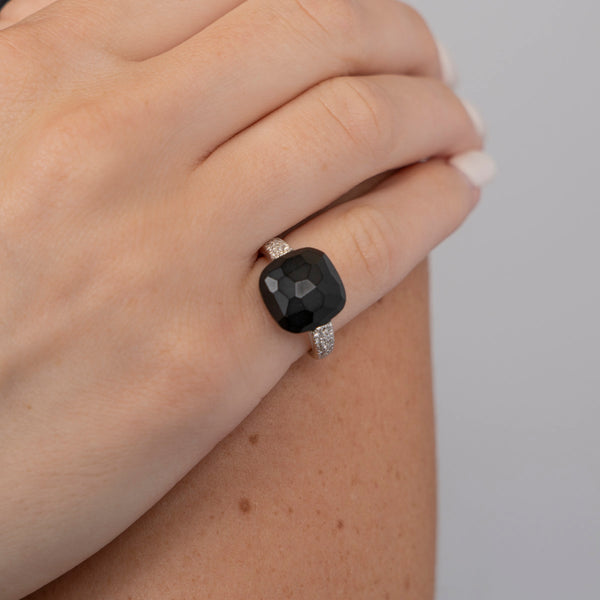 Pre-Owned Pomellato Black Onyx and Diamond Capri Ring