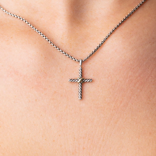 Pre-Owned David Yurman X Cable Cross Pendant Necklace