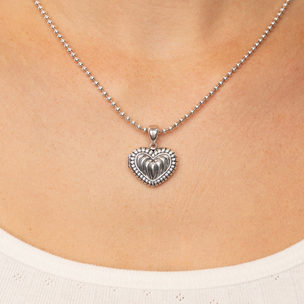 Pre-Owned Lagos Fluted Heart Locket Necklace