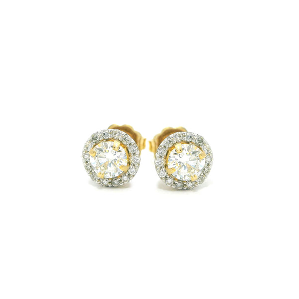 Pre-Owned Diamond Halo Stud Earrings