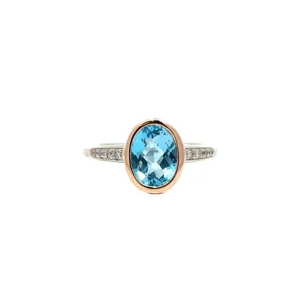 Pre-Owned Blue Topaz and Diamond Ring