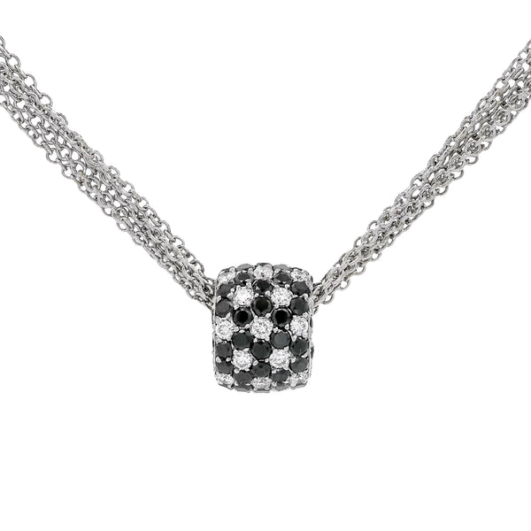 Pre-Owned Black and White Diamond Rondell Pendant Necklace
