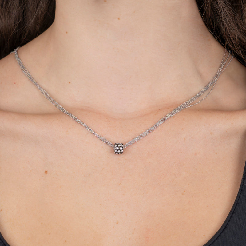 Pre-Owned Black and White Diamond Rondell Pendant Necklace