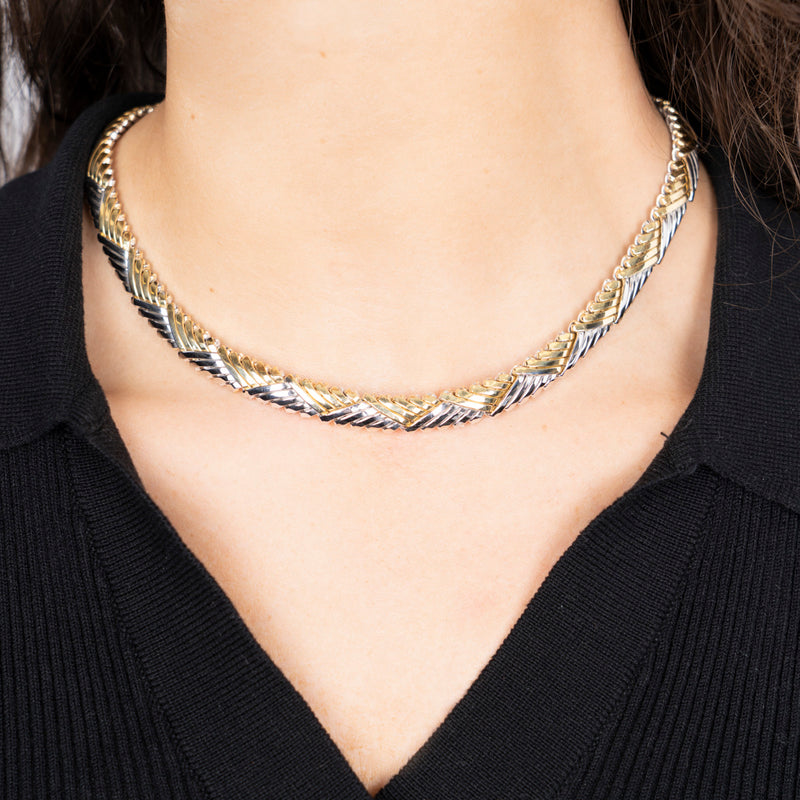 Pre-Owned Two-Tone Textured Necklace