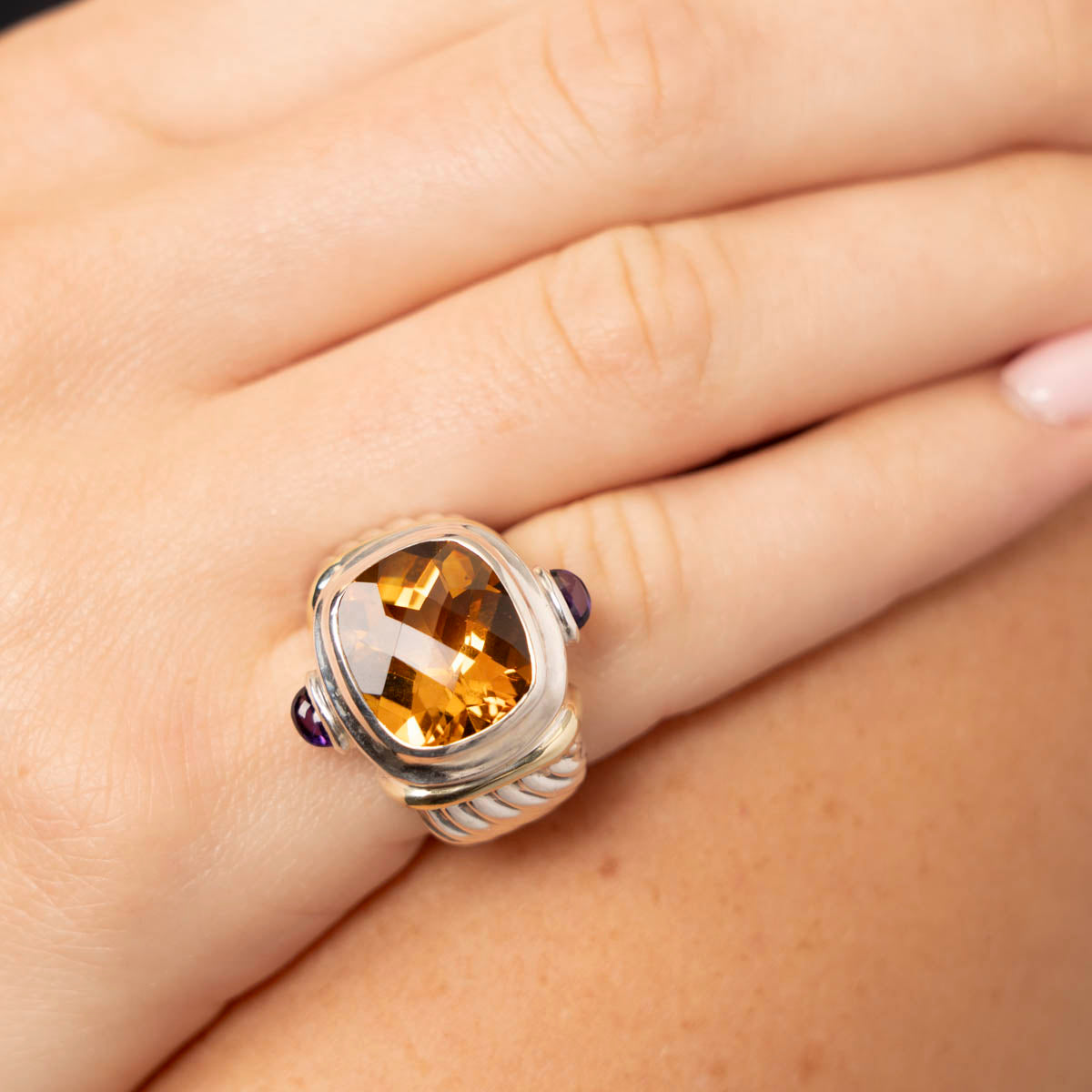 Pre-Owned David Yurman Renaissance Citrine and Amethyst Ring