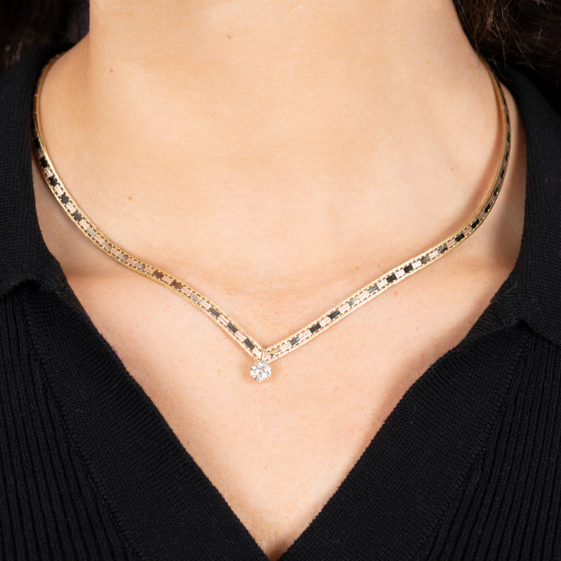 Pre-Owned Tri-Tone Diamond Necklace