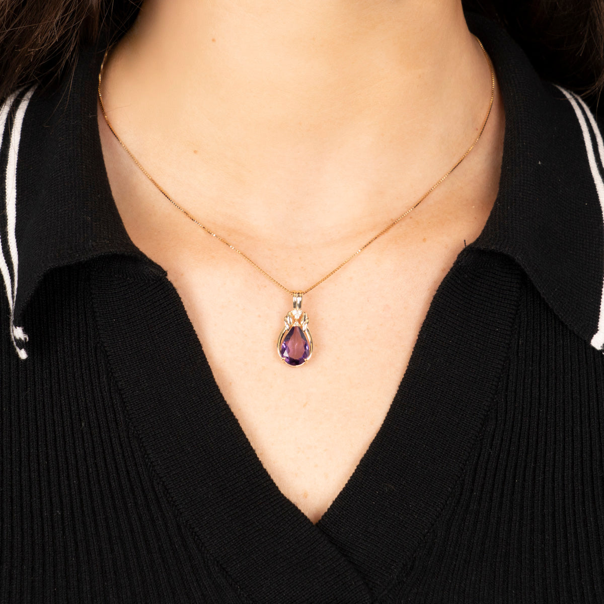Pre-Owned Amethyst and Diamond Pendant