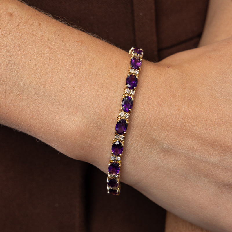 Pre-Owned Amethyst and Diamond Bracelet