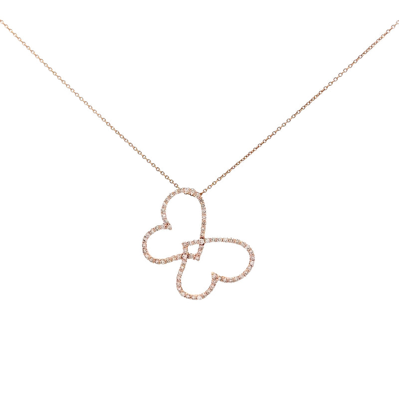 Michael Werdiger Diamond Double Heart Butterfly Necklace