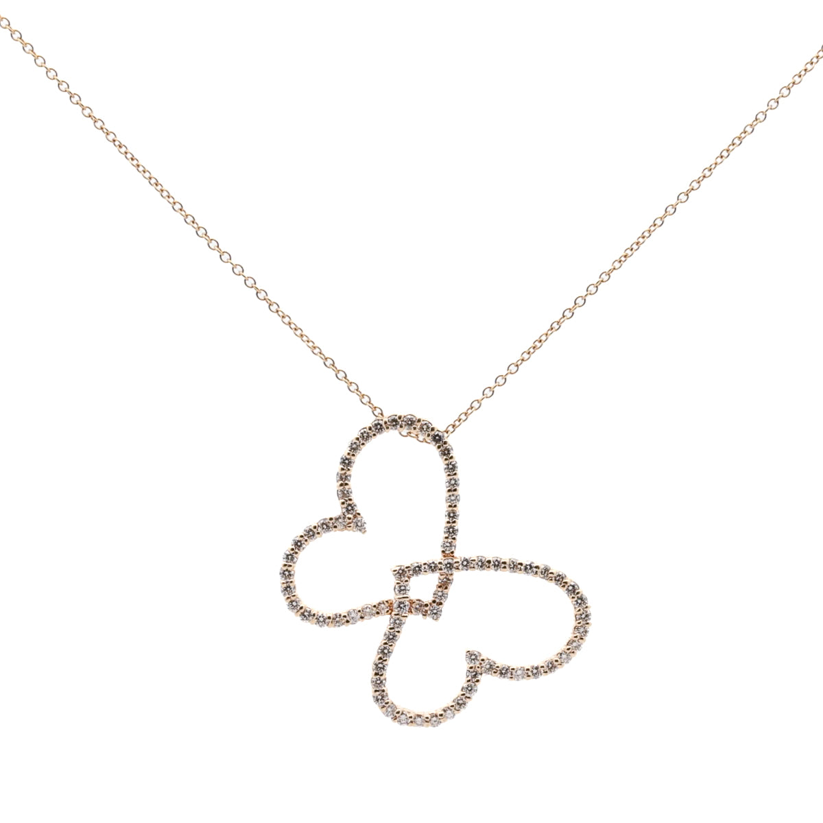 Michael Werdiger Diamond Double Heart Butterfly Necklace