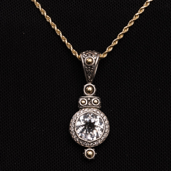 Pre-Owned John Hardy White Topaz and Diamond Batu Sari Enhancer