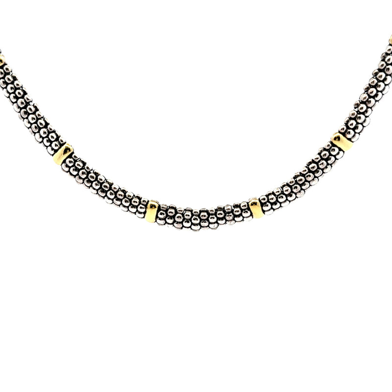 Pre-Owned Lagos Two-Tone Caviar Bead Station Necklace
