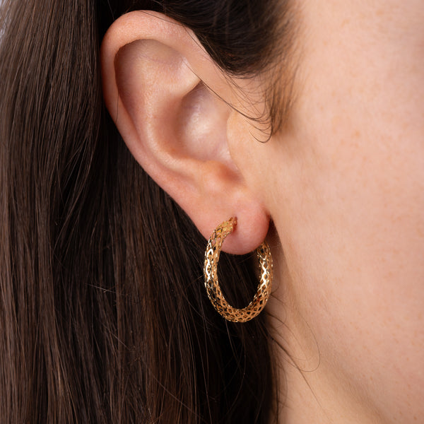 Pre-Owned Open Mesh Hoop Earrings