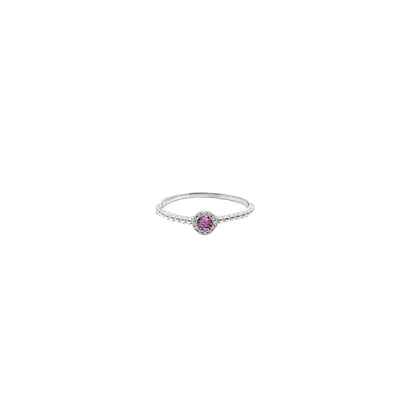Pre-Owned Pink Crystal and Diamond Halo Ring