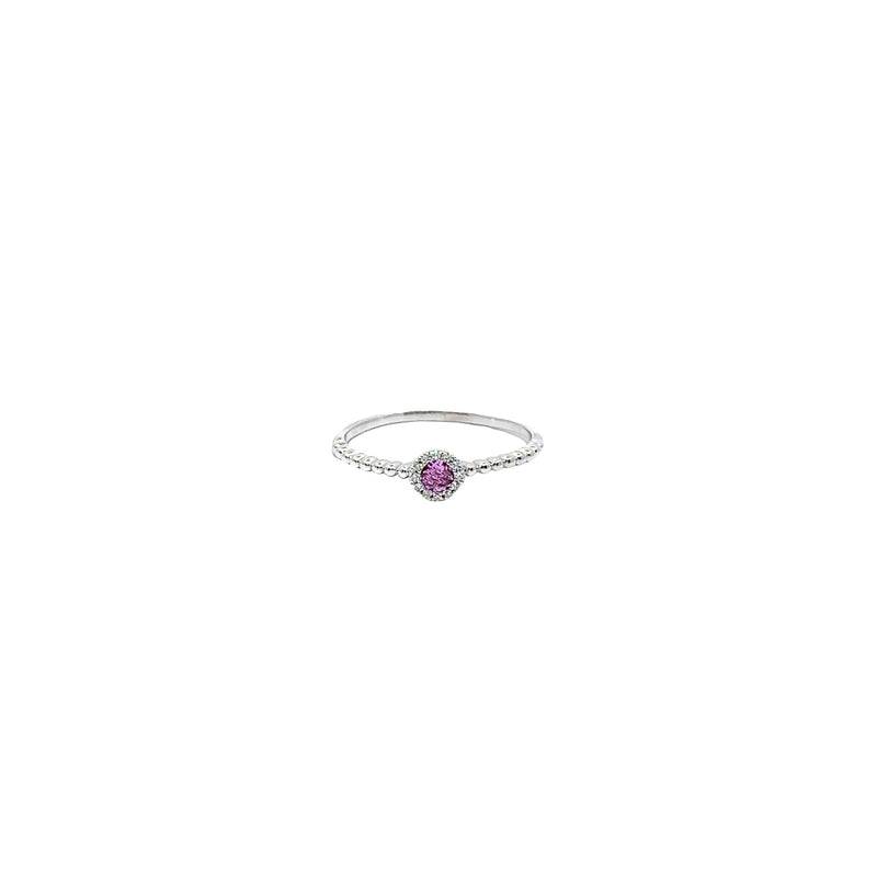 Pre-Owned Pink Crystal and Diamond Halo Ring