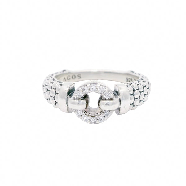 Pre-Owned Lagos Diamond Enso Circle Caviar Ring