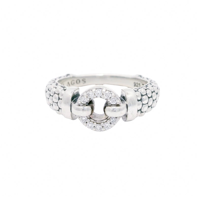Pre-Owned Lagos Diamond Enso Circle Caviar Ring