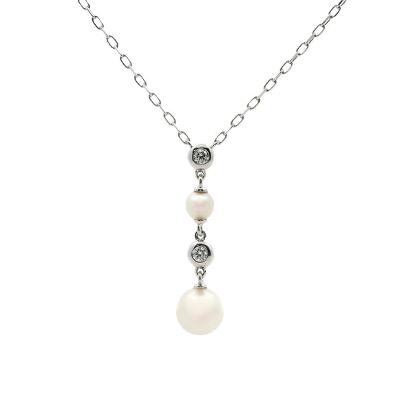 Pre-Owned Pearl and Diamond Drop Necklace