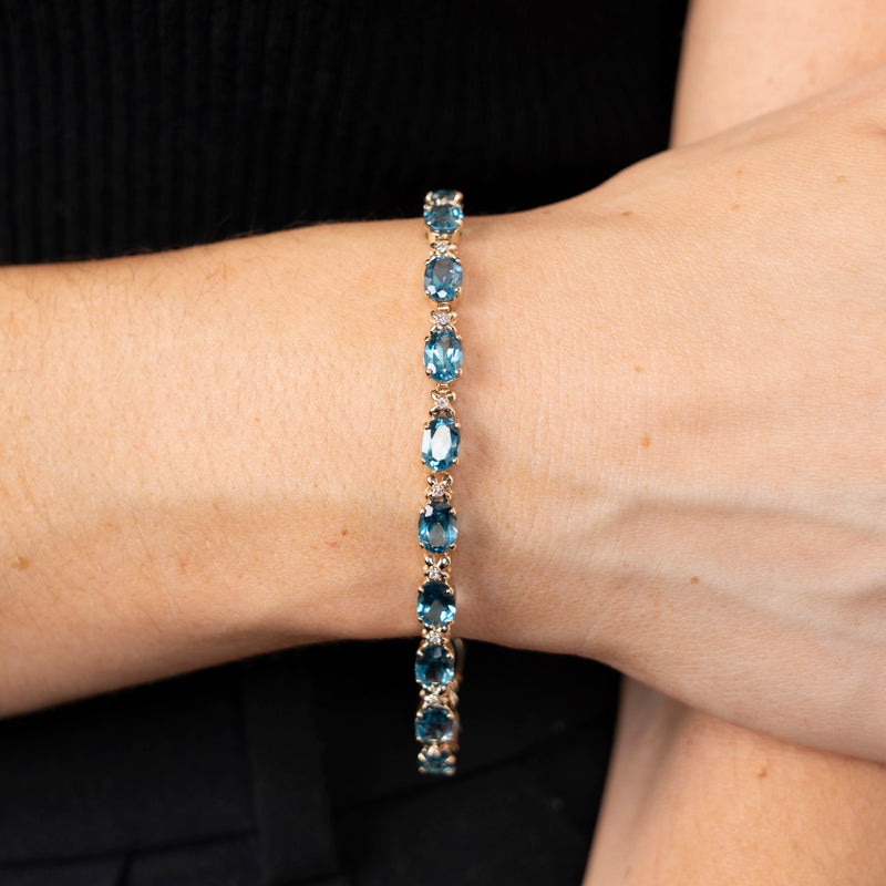 Pre-Owned Blue Topaz and Diamond Bracelet