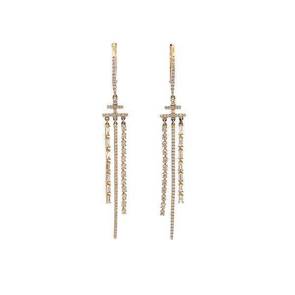 Pre-Owned Diamond Three-Row Chandelier Earrings