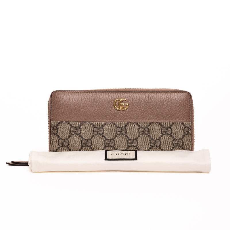 Pre-Owned Gucci GG Marmont Bi-Color Zip Around Wallet