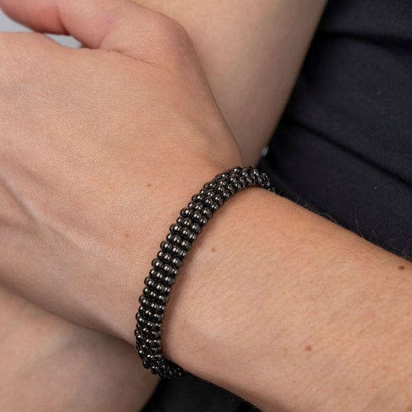 Pre-Owned Lagos Black Ceramic Caviar Beaded Bracelet