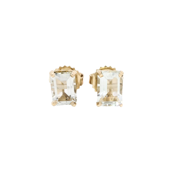 Pre-Owned Green Amethyst Stud Earrrings