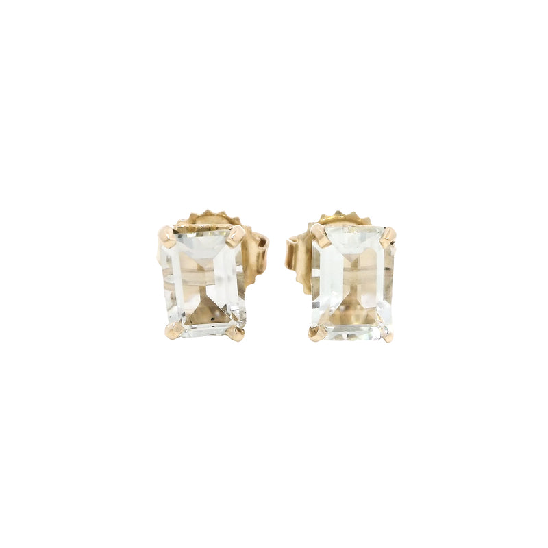 Pre-Owned Green Amethyst Stud Earrrings
