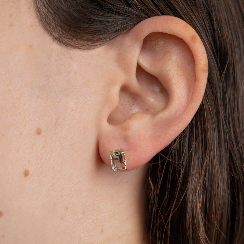 Pre-Owned Green Amethyst Stud Earrrings