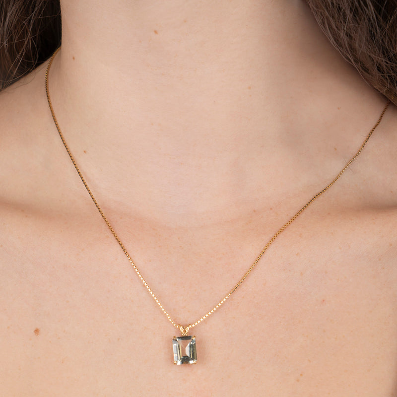 Pre-Owned Green Amethyst Pendant Necklace