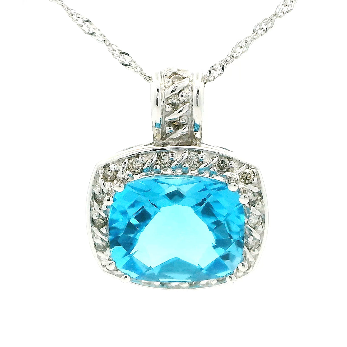 Pre-Owned Blue Topaz and Diamond Pendant