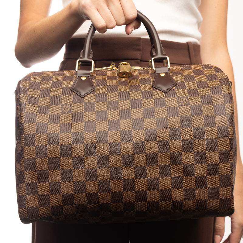 Pre-Owned Louis Vuitton Damier Ebene Speedy Bandouliere 30