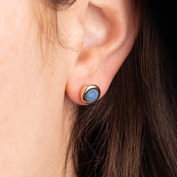 Pre-Owned Opal Bezel Stud Earrings
