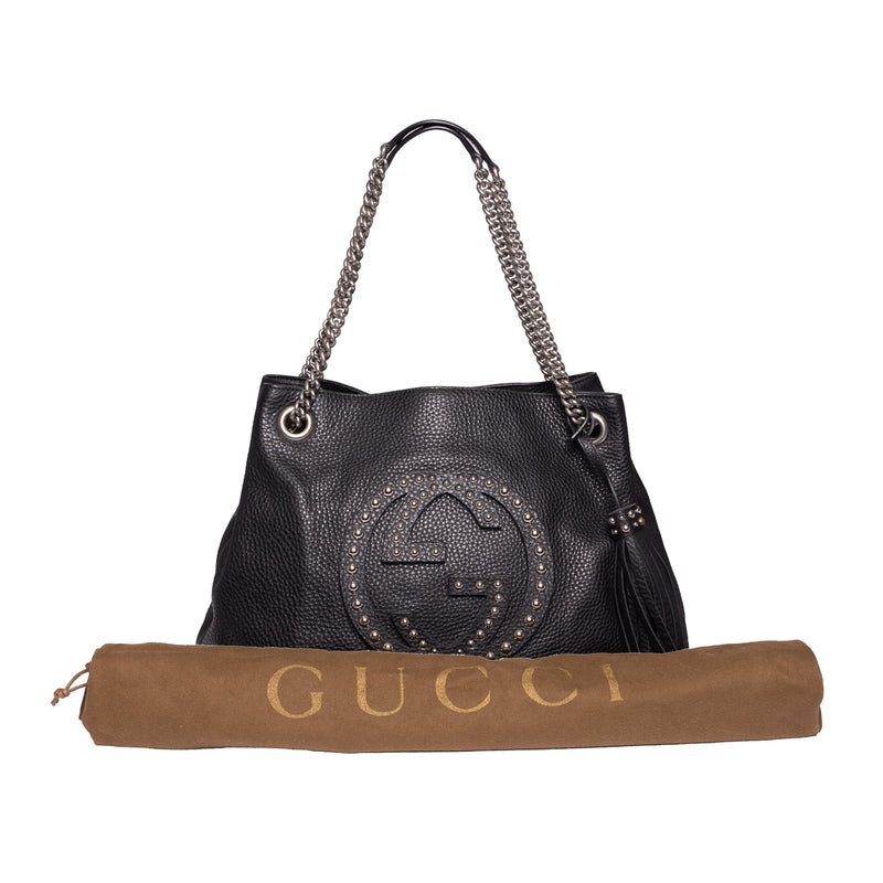 Pre-Owned Gucci SoHo Studded Interlocking G Medium Chain Bag