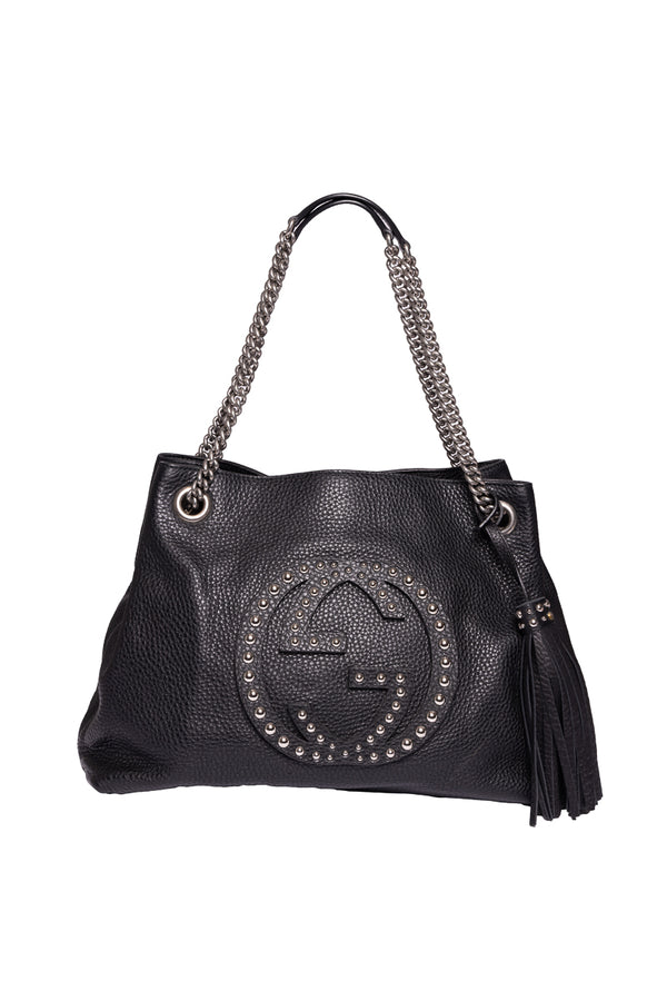 Pre-Owned Gucci SoHo Studded Interlocking G Medium Chain Bag