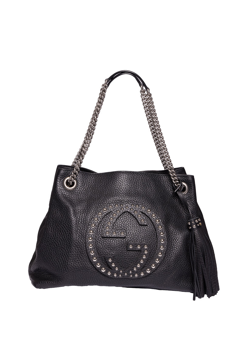 Pre-Owned Gucci SoHo Studded Interlocking G Medium Chain Bag