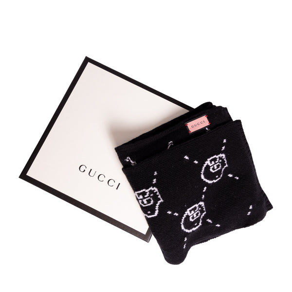 Pre-Owned Gucci Tricot GG Hamlet Wool Scarf
