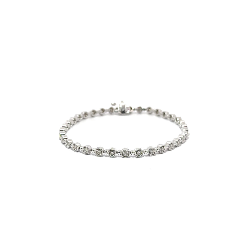 Michael Werdiger Diamond Millgrain Bez Line Bracelet
