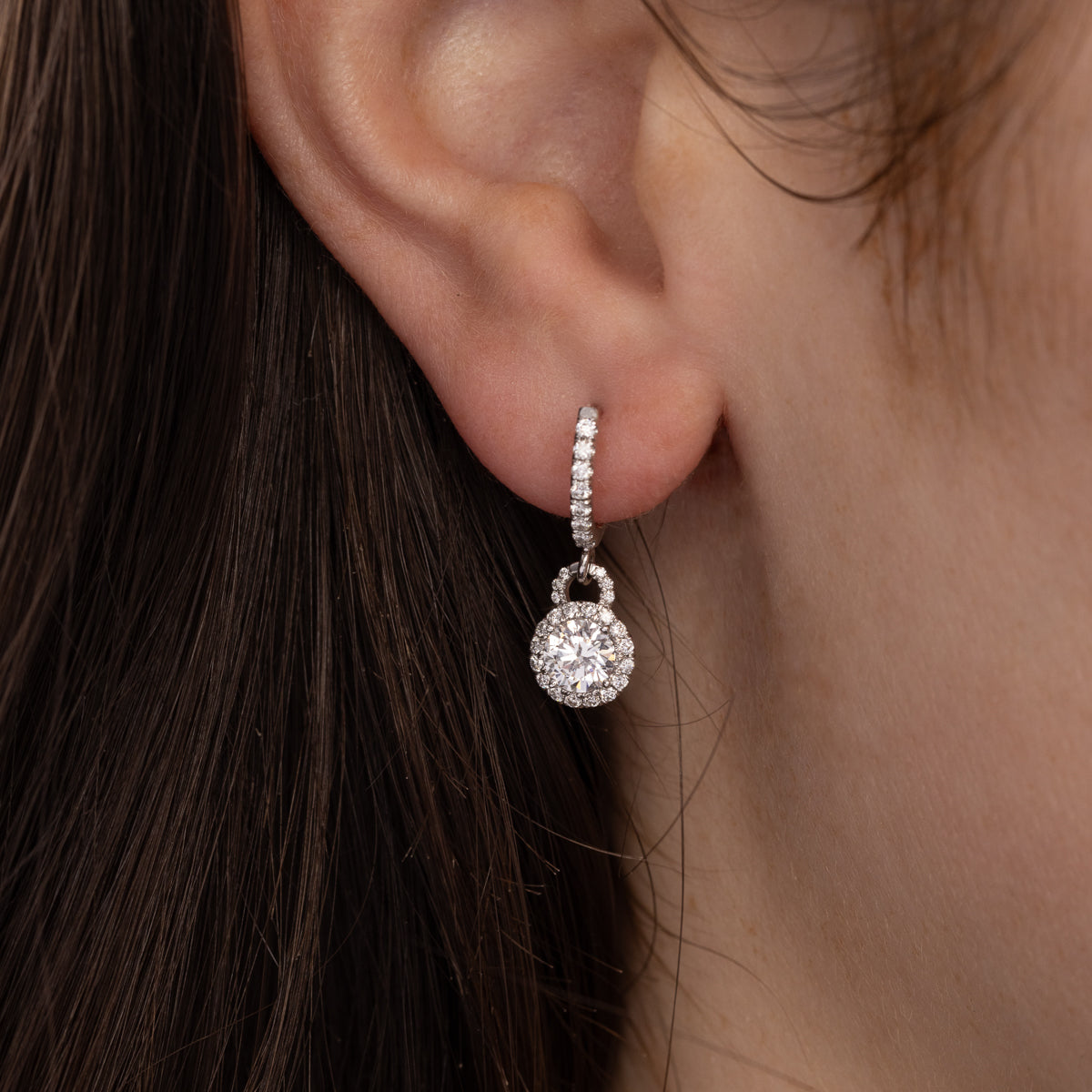 Michael Werdiger Diamond Halo Dangle Earrings