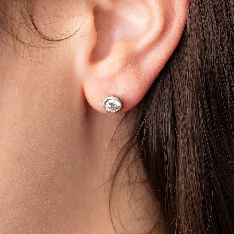 Michael Weridger Diamond Satin Bezel Stud Earrings