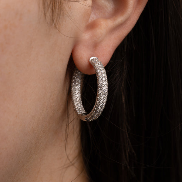 Michael Werdiger Diamond Three-Row Pave Inside Out Hoop Earrings