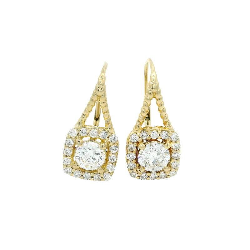 Michael Werdiger Diamond Cushion Halo Earrings