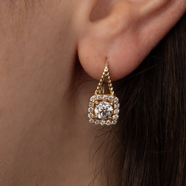 Michael Werdiger Diamond Cushion Halo Earrings