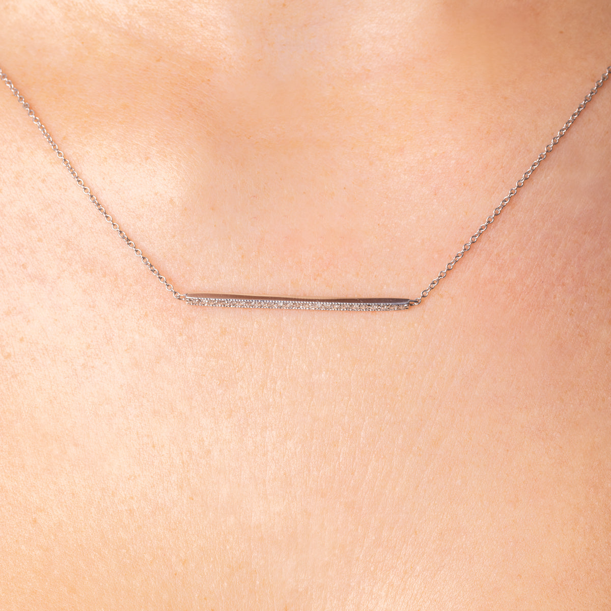Michael Werdiger Diamond Millgrain Bar Necklace
